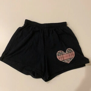 KIDS YOUTH Soffe Black Shorts Pink Burberry Plaid Heart  Medium (8-10)